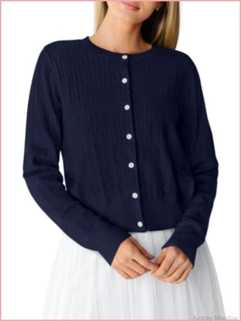 Lightweight Cable Knit Button Up Cardigan Sweater